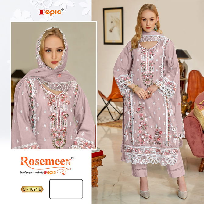 C1891 Rosemeen By Fepic Organza  Embroidery Pakistani Suits Orders In India